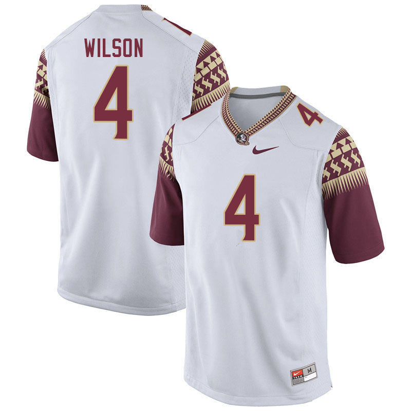 Men #4 Jordan Wilson Florida State Seminoles College Football Jerseys Sale-White - Click Image to Close